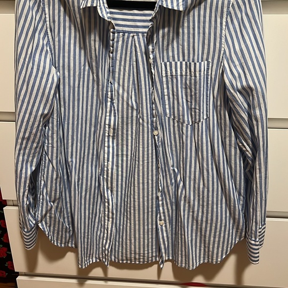 Blue and White Straps Long Sleeve Button Down Shirt Size S by H&M - Picture 4 of 5